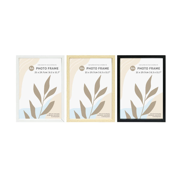 A4 Slim Wood-Effect Photo Frame | 21 x 29.7cm, Assorted Colours