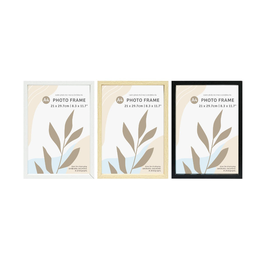 A4 Slim Wood-Effect Photo Frame | 21 x 29.7cm, Assorted Colours