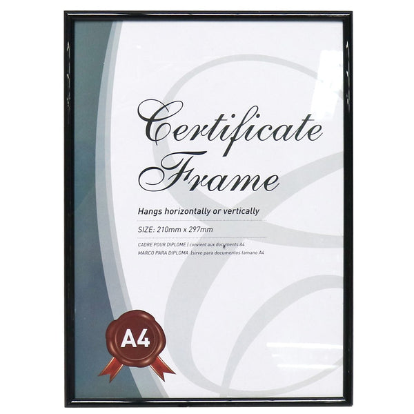 A4 Certificate Frame | Black | 210mm x 297mm