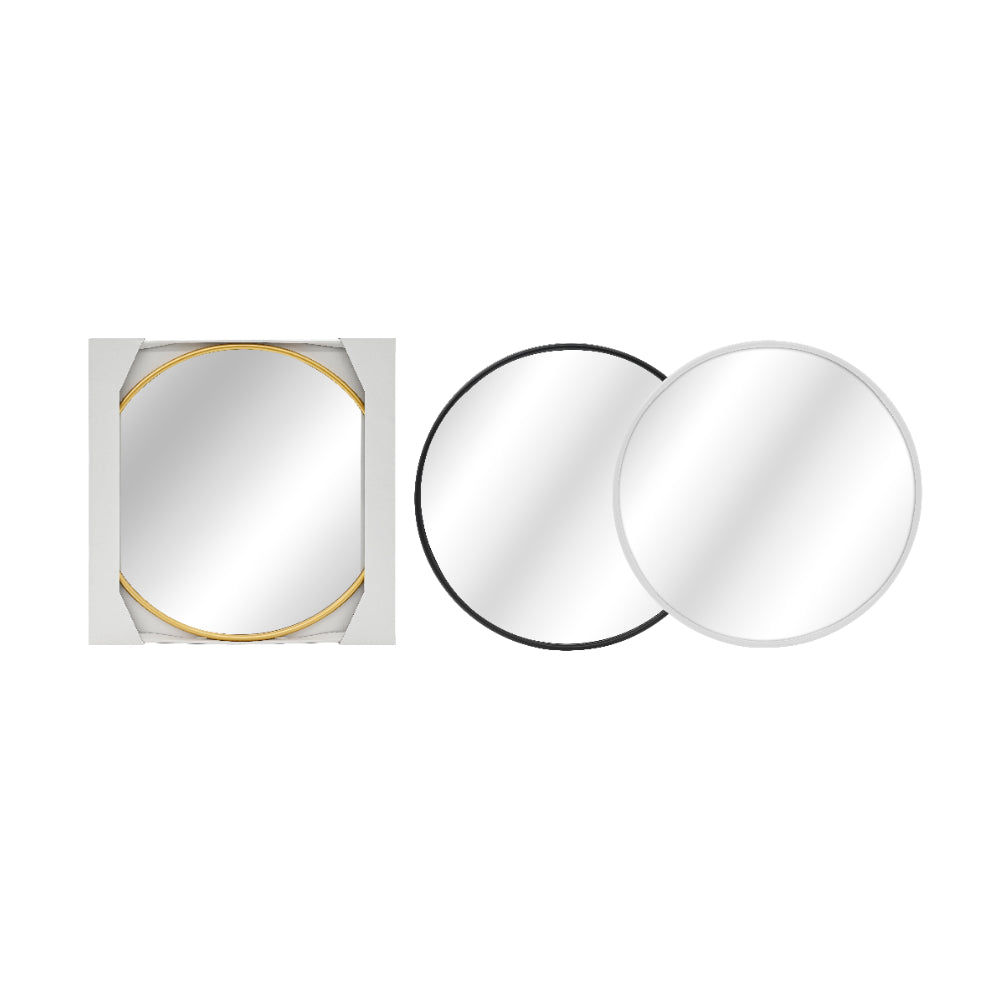 Round Slim Rim Wall Mirror | 50cm, Assorted Gold, Black and White Colours