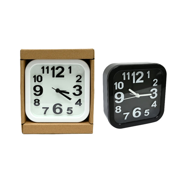 Rounded Square Analogue Clock | Assorted Colours, Raised Numerals, 12.5cm