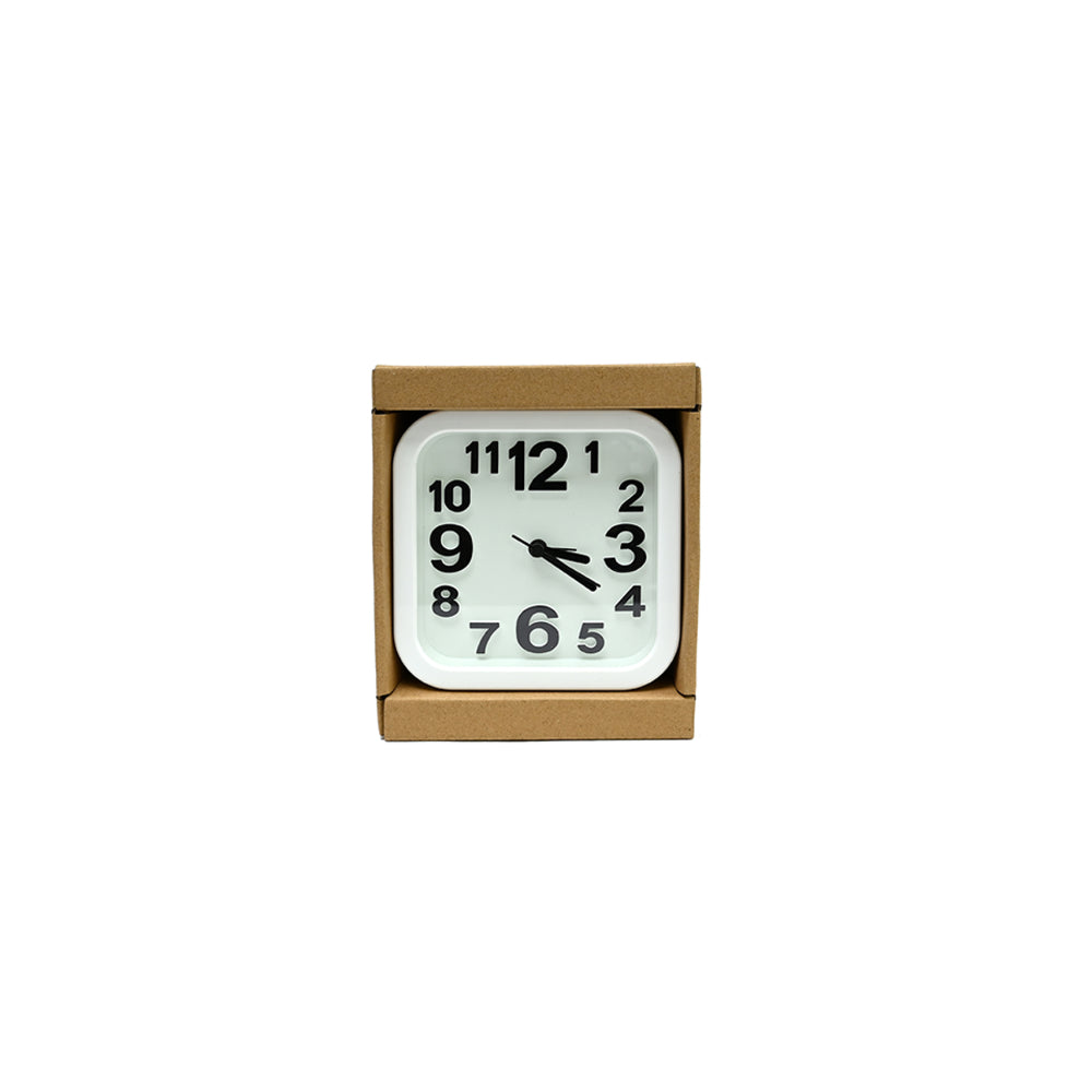Rounded Square Analogue Clock | Assorted Colours, Raised Numerals, 12.5cm