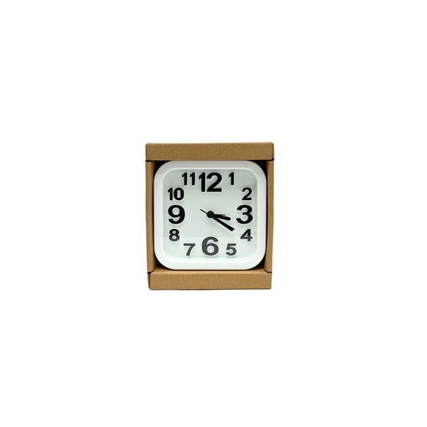 Rounded Square Analogue Clock | Assorted Colours, Raised Numerals, 12.5cm