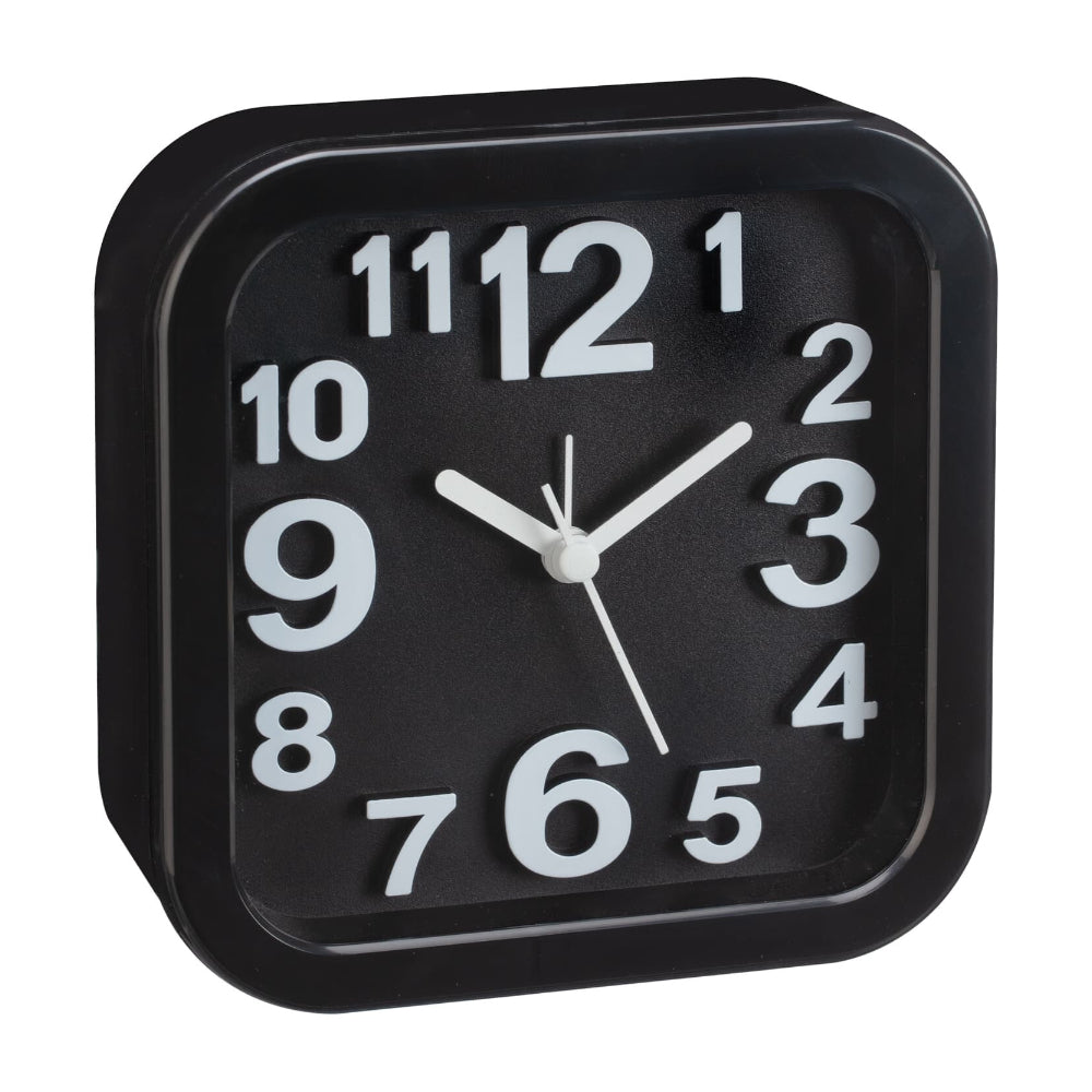 Rounded Square Analogue Clock | Assorted Colours, Raised Numerals, 12.5cm
