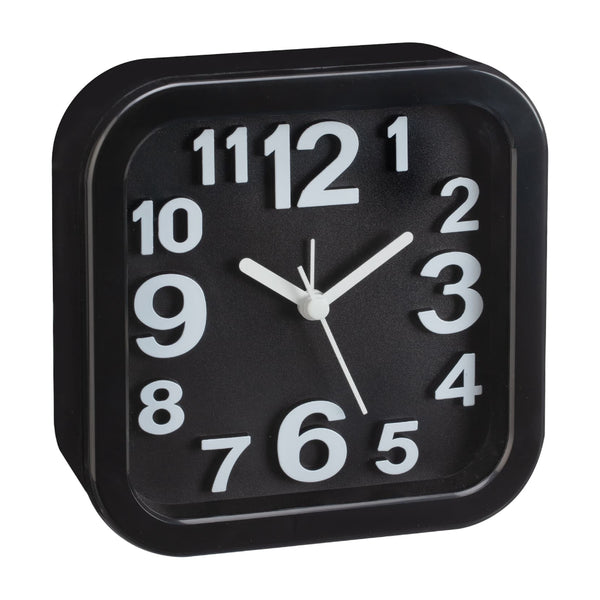 Rounded Square Analogue Clock | Assorted Colours, Raised Numerals, 12.5cm