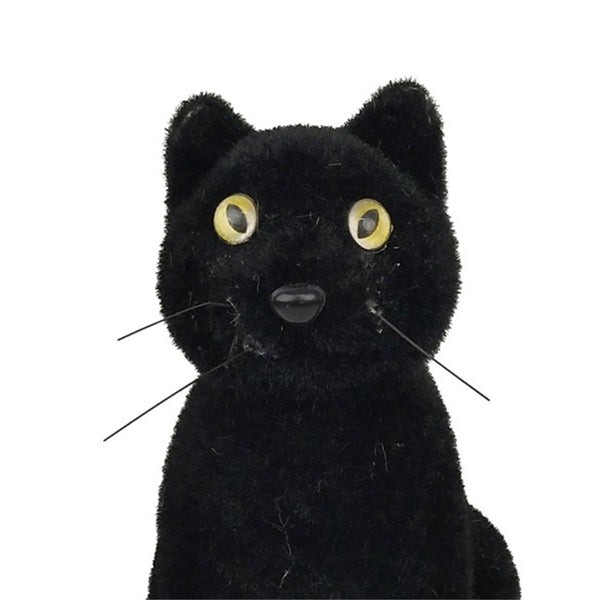 Black Halloween Cat Decoration with Golden Eyes | 17 x 15 x 26cm