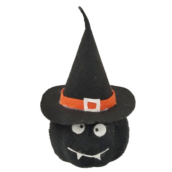 Halloween Felt Witch Head Decoration | Black Pointed Hat, 12 x 12 x 20cm