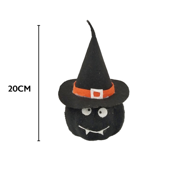 Halloween Felt Witch Head Decoration | Black Pointed Hat, 12 x 12 x 20cm