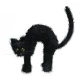 Halloween Black Cat Decoration with Arched Back | Fuzzy Texture, 24 x 7 x 24cm