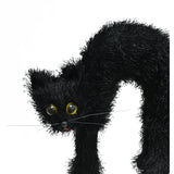 Halloween Black Cat Decoration with Arched Back | Fuzzy Texture, 24 x 7 x 24cm