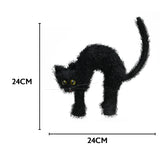 Halloween Black Cat Decoration with Arched Back | Fuzzy Texture, 24 x 7 x 24cm