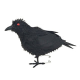 Black Feathered Halloween Crow Decoration | LED Red Eyes, 31 x 10 x 16cm