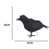 Black Feathered Halloween Crow Decoration | LED Red Eyes, 31 x 10 x 16cm