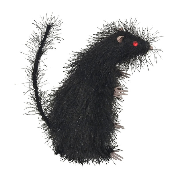 Spooky Black Halloween Rat Decoration | LED Red Eyes, 9 x 11 x 19cm