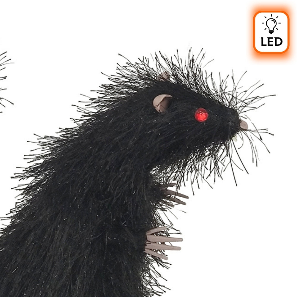 Spooky Black Halloween Rat Decoration | LED Red Eyes, 9 x 11 x 19cm