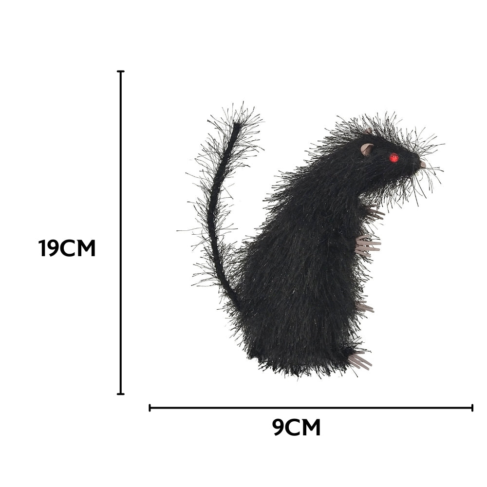 Spooky Black Halloween Rat Decoration | LED Red Eyes, 9 x 11 x 19cm