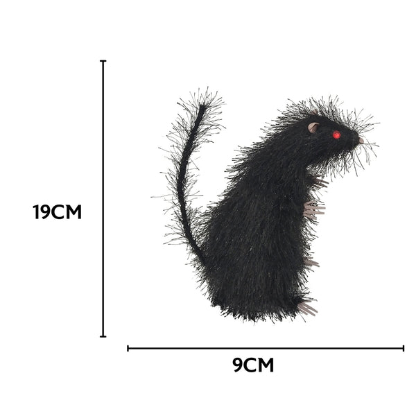 Spooky Black Halloween Rat Decoration | LED Red Eyes, 9 x 11 x 19cm