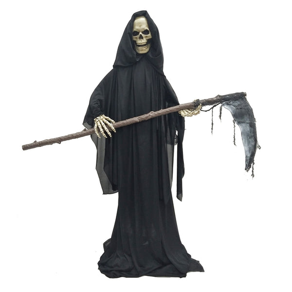 Animated Grim Reaper Halloween Costume | Black Hooded Robe, 1.7M Height