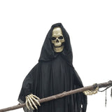 Animated Grim Reaper Halloween Costume | Black Hooded Robe, 1.7M Height