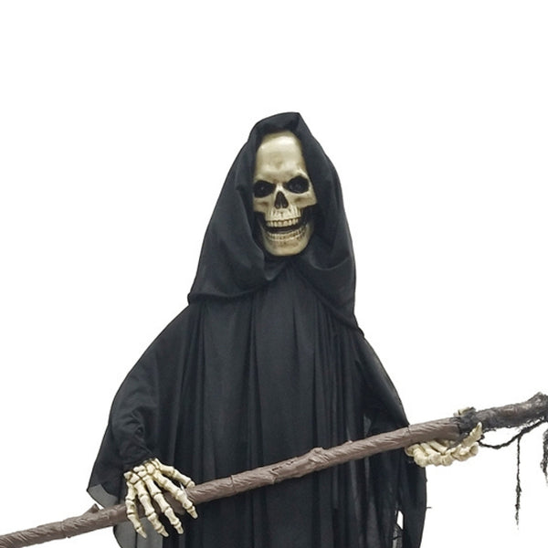 Animated Grim Reaper Halloween Costume | Black Hooded Robe, 1.7M Height