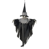 Spooky Hanging Witch Halloween Decoration | Black White Striped, 89 x 13 x 110cm