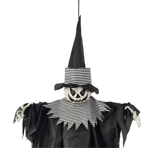Spooky Hanging Witch Halloween Decoration | Black White Striped, 89 x 13 x 110cm