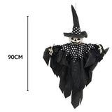 Hanging Halloween Witch Decoration | Black & White Polka Dot, 74 x 22 x 90cm
