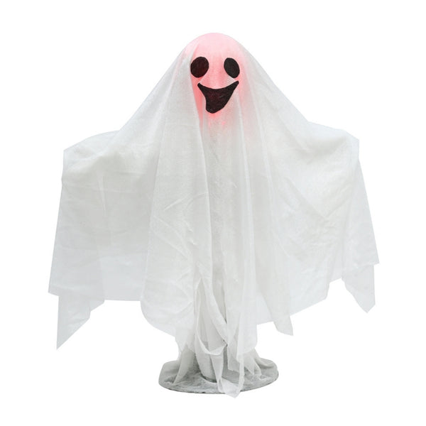 Light-Up Halloween Ghost Decoration | White with Glowing Face, 39 x 9 x 48cm