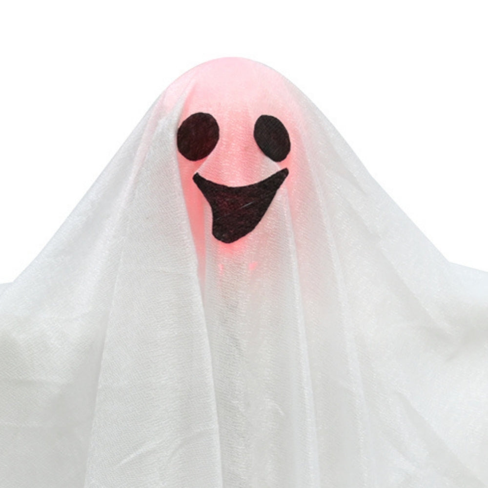 Light-Up Halloween Ghost Decoration | White with Glowing Face, 39 x 9 x 48cm
