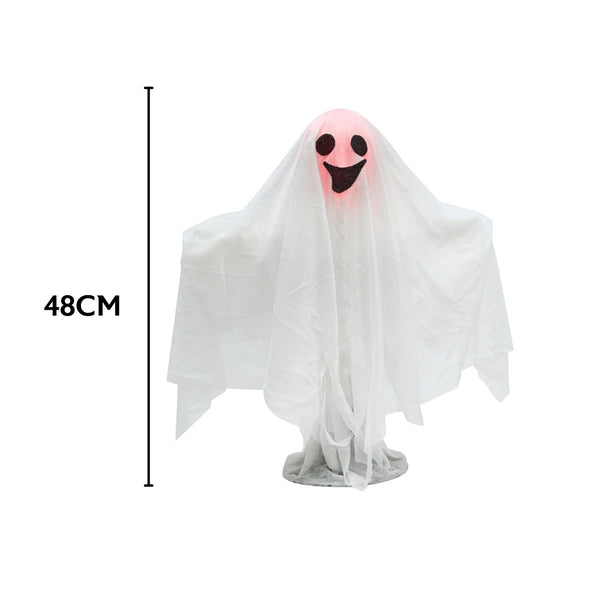 Light-Up Halloween Ghost Decoration | White with Glowing Face, 39 x 9 x 48cm