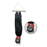Animated Hanging Upside-Down Vampire Decoration - Green Light-Up Eyes