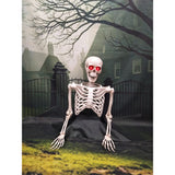 Light Up Half Skeleton Halloween Decoration - Red LED Eyes, Articulated Limbs