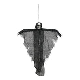Hanging Grim Reaper Halloween Decoration - Skull Face, Tattered Black Gauze