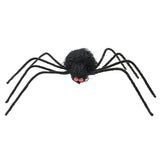 Fuzzy Black Halloween Spider Decoration - Bendable Legs, Red Eyes