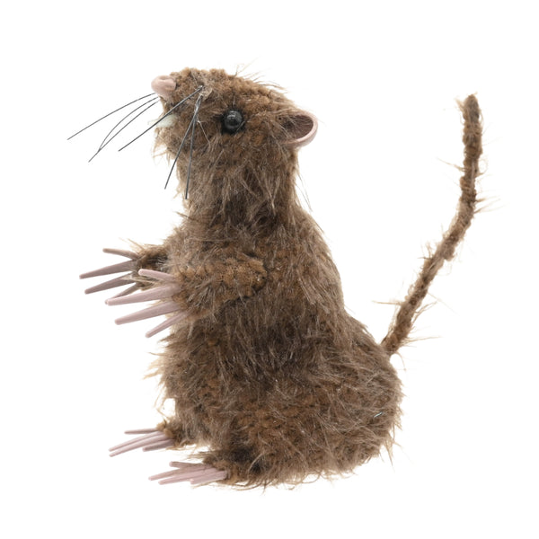 Realistic Faux-Fur Decorative Rat Ornament - Brown, Freestanding