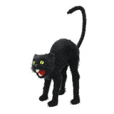 Spooky Arched Black Cat Halloween Decoration - 32cm, Shaggy Finish