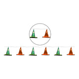 LED Witch Hat Halloween Garland - 1.2m, Green and Orange, Metallic Finish