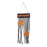 Halloween Hanging Door Sign Decoration - Jack-o’-Lanterns, Black Gauze