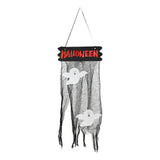 Halloween Hanging Door Sign - Black Glitter, Ghost and Gauze Design