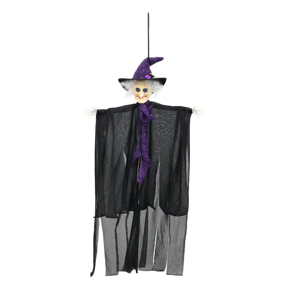 Hanging Witch Halloween Decoration - 63cm, Black and Purple
