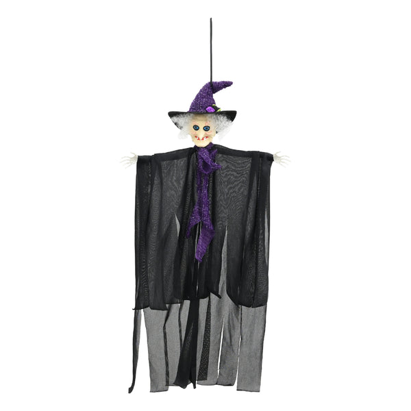 Hanging Witch Halloween Decoration - 63cm, Black and Purple
