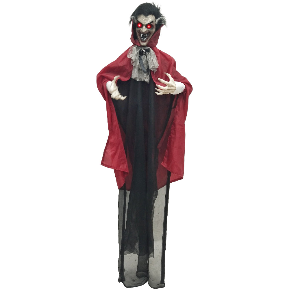 Animated Hanging Vampire Decoration - Glowing Red Eyes and Gothic Cape