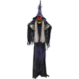 Animated Standing Witch Halloween Decoration - 2.2m, Illuminated Red Eyes