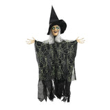 Spooky Hanging Witch Halloween Decoration - 1.1m, Black and Green