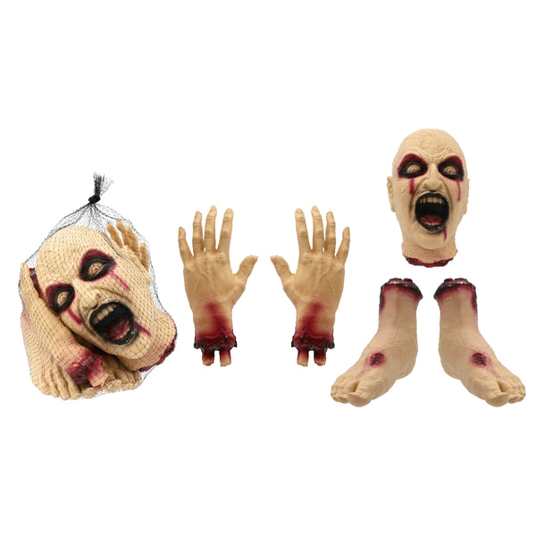 Assorted Bloody Severed Zombie Body Parts Toy - 5 Pieces, Mesh Bag
