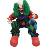 Animated Sitting Clown Halloween Decoration - Glowing Red LED Eyes