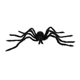 Giant Hairy Black Spider Halloween Decoration - Bendable Legs, Red Eyes