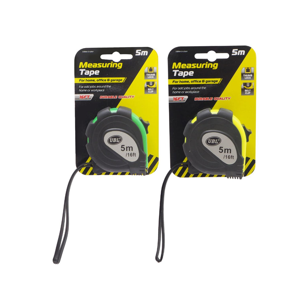 Fluorescent Rubber Grip Tape Measure Tool - 5m Measuring Length