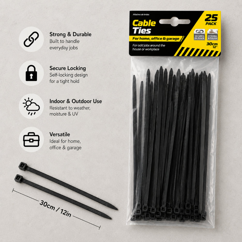 Large Cable Ties - Pack of 25, 30cm