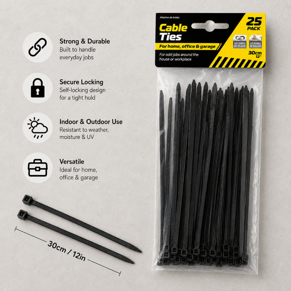 Large Cable Ties - Pack of 25, 30cm